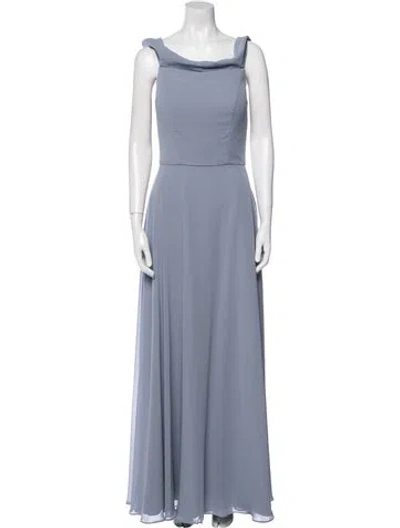 Pre-owned Morilee By Madeline Gardner Bateau Neckline Long Dress In Gray