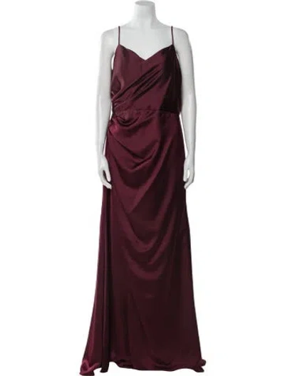 Pre-owned Morilee By Madeline Gardner Cowl Neck Long Dress W/ Tags In Burgundy