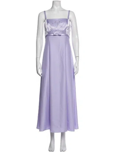 Pre-owned Morilee By Madeline Gardner Floral Print Long Dress In Purple