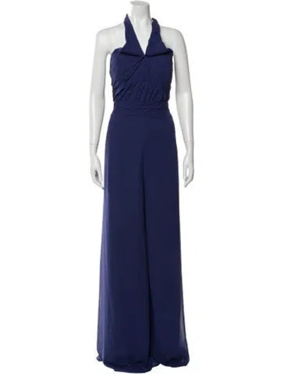 Pre-owned Morilee By Madeline Gardner Halterneck Jumpsuit In Blue