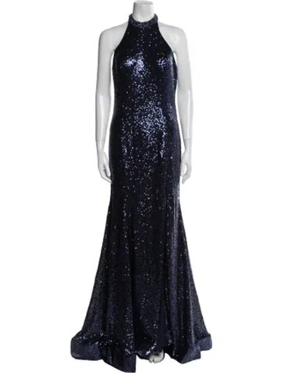 Pre-owned Morilee By Madeline Gardner Halterneck Long Dress In Blue