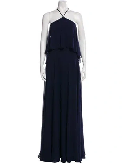 Pre-owned Morilee By Madeline Gardner Halterneck Long Dress In Blue