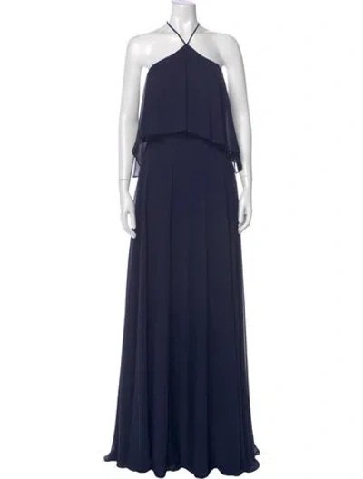 Pre-owned Morilee By Madeline Gardner Halterneck Long Dress In Blue