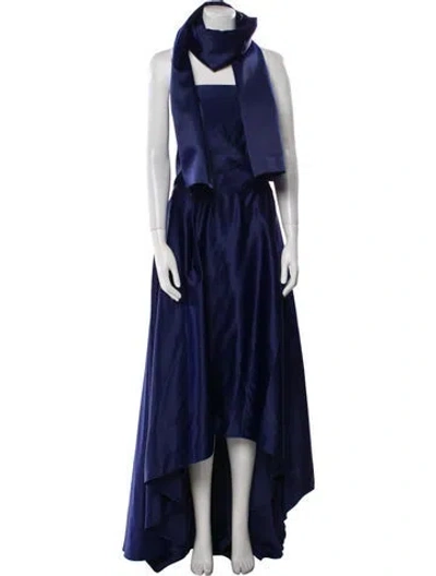 Pre-owned Morilee By Madeline Gardner Halterneck Long Dress W/ Tags In Blue
