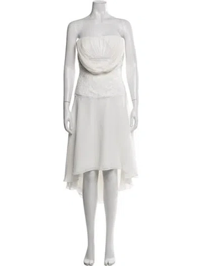 Pre-owned Morilee By Madeline Gardner Lace Pattern Knee-length Dress In White