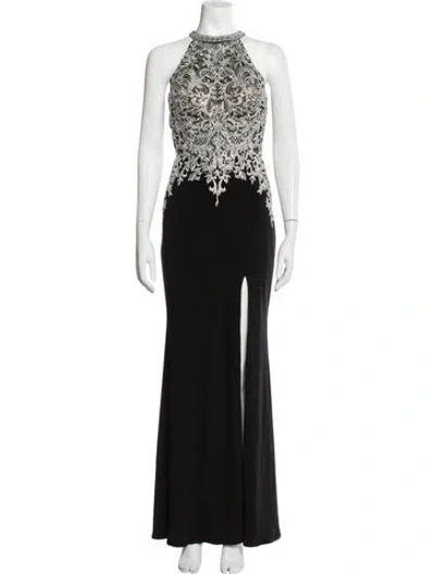 Pre-owned Morilee By Madeline Gardner Lace Pattern Long Dress In Black