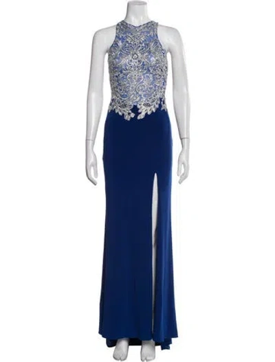 Pre-owned Morilee By Madeline Gardner Lace Pattern Long Dress In Blue
