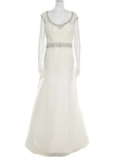 Pre-owned Morilee By Madeline Gardner Lace Pattern Long Dress In Neutral