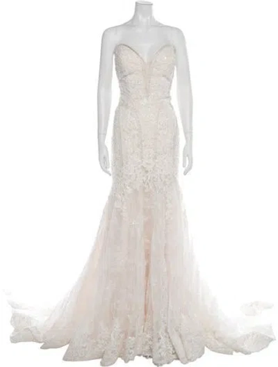 Pre-owned Morilee By Madeline Gardner Lace Pattern Long Dress In Neutral