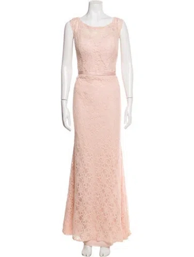 Pre-owned Morilee By Madeline Gardner Lace Pattern Long Dress In Pink