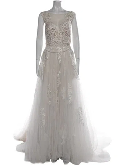 Pre-owned Morilee By Madeline Gardner Lace Pattern Long Dress W/ Tags In Pink