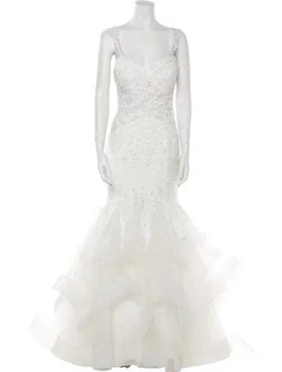 Pre-owned Morilee By Madeline Gardner Lace Pattern Long Dress W/ Tags In White