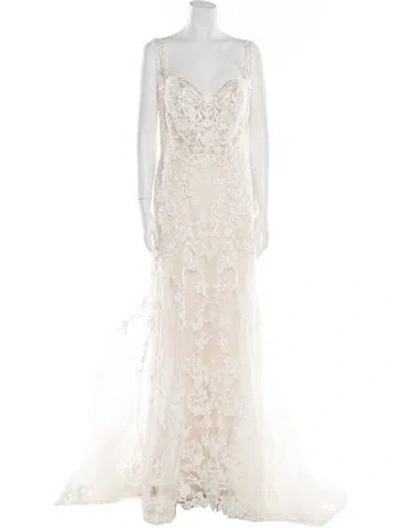 Pre-owned Morilee By Madeline Gardner Lace Pattern Long Dress W/ Tags In White
