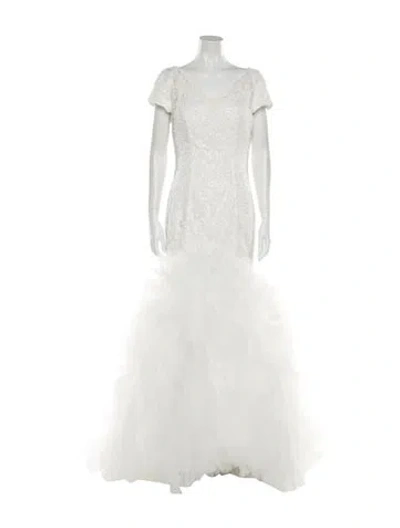 Pre-owned Morilee By Madeline Gardner Lace Pattern Long Dress In White