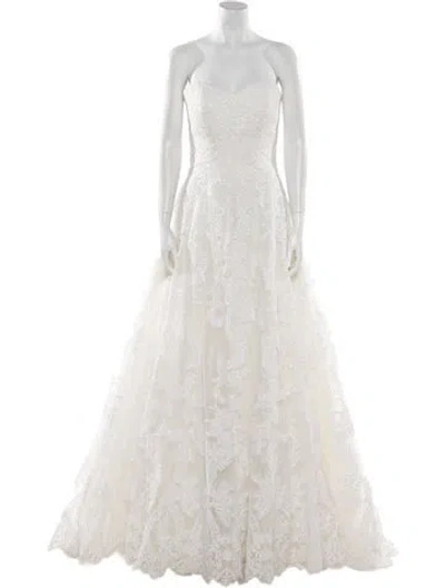 Pre-owned Morilee By Madeline Gardner Lace Pattern Long Dress In White