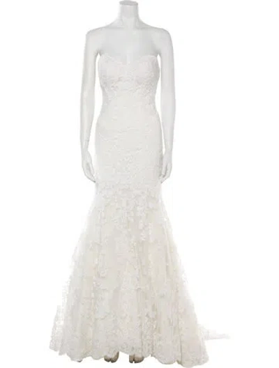 Pre-owned Morilee By Madeline Gardner Lace Pattern Long Dress In White