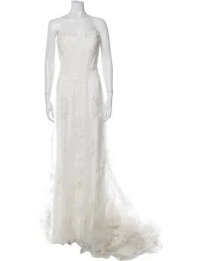 Pre-owned Morilee By Madeline Gardner Lace Pattern Long Dress In White