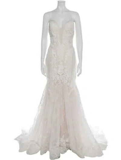 Pre-owned Morilee By Madeline Gardner Lace Pattern Long Dress In White