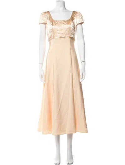 Pre-owned Morilee By Madeline Gardner Lace Pattern Midi Length Dress In Neutrals