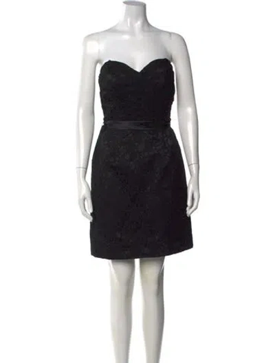 Pre-owned Morilee By Madeline Gardner Lace Pattern Mini Dress In Black