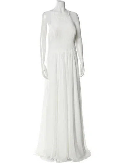 Pre-owned Morilee By Madeline Gardner Linen Long Dress In White