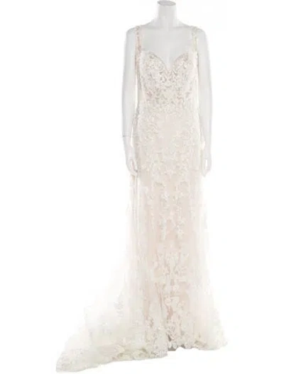 Pre-owned Morilee By Madeline Gardner Mesh Long Dress W/ Tags In Neutral