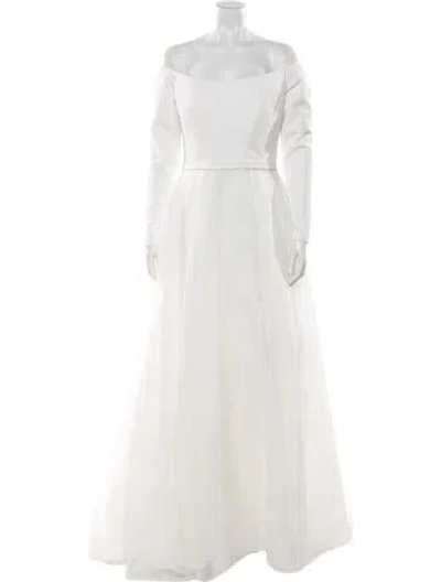 Pre-owned Morilee By Madeline Gardner Off-the-shoulder Long Dress In Neutrals