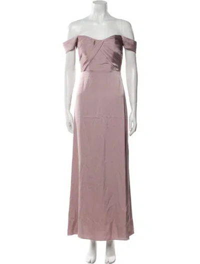 Pre-owned Morilee By Madeline Gardner Off-the-shoulder Long Dress In Pink
