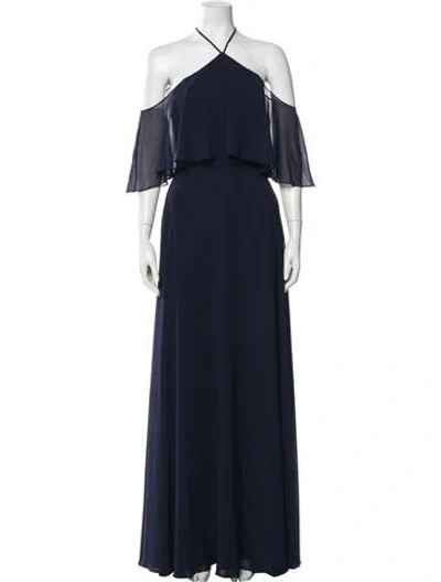 Pre-owned Morilee By Madeline Gardner Off-the-shoulder Long Dress W/ Tags In Blue