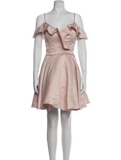 Pre-owned Morilee By Madeline Gardner Off-the-shoulder Mini Dress In Pink