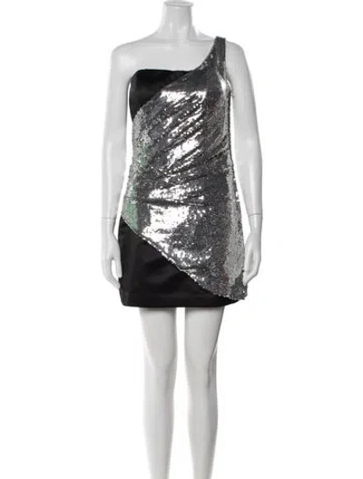 Pre-owned Morilee By Madeline Gardner One-shoulder Mini Dress In Black