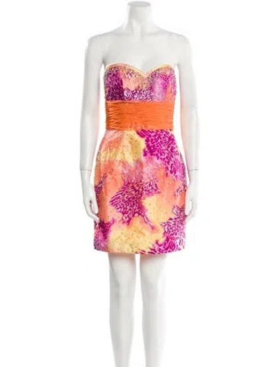 Pre-owned Morilee By Madeline Gardner Printed Mini Dress In Pink
