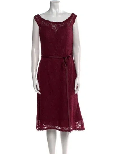 Pre-owned Morilee By Madeline Gardner Scoop Neck Knee-length Dress In Burgundy
