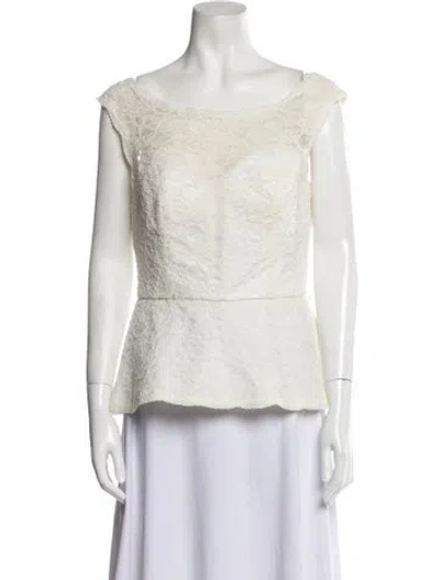 Pre-owned Morilee By Madeline Gardner Scoop Neck Sleeveless Top In Neutral