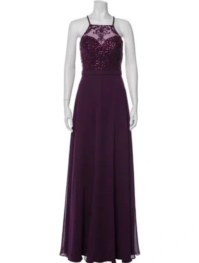Pre-owned Morilee By Madeline Gardner Square Neckline Long Dress In Purple