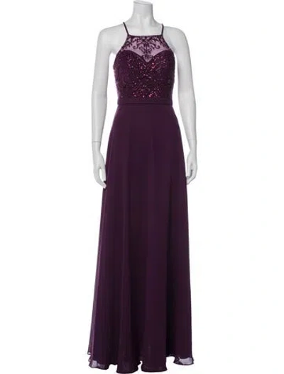 Pre-owned Morilee By Madeline Gardner Square Neckline Long Dress In Purple