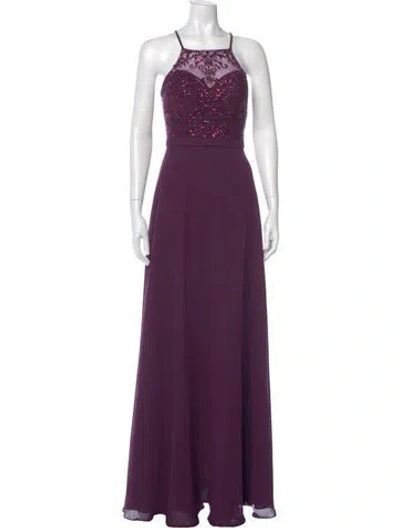 Pre-owned Morilee By Madeline Gardner Square Neckline Long Dress In Purple