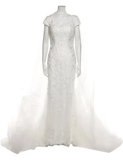 Pre-owned Morilee By Madeline Gardner Square Neckline Long Dress W/ Tags In White