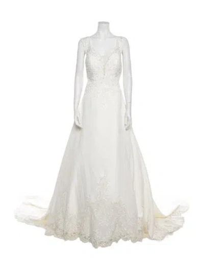 Pre-owned Morilee By Madeline Gardner Square Neckline Long Dress In White