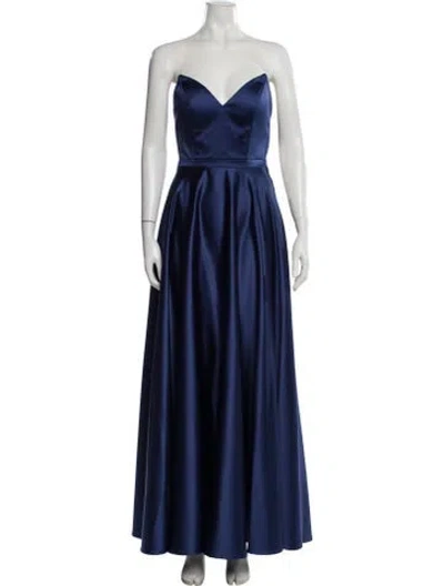 Pre-owned Morilee By Madeline Gardner Strapless Long Dress In Blue