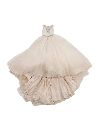 Pre-owned Morilee By Madeline Gardner Strapless Long Dress In Neutral