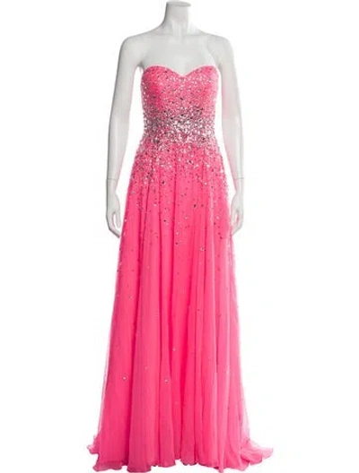 Pre-owned Morilee By Madeline Gardner Strapless Long Dress In Pink