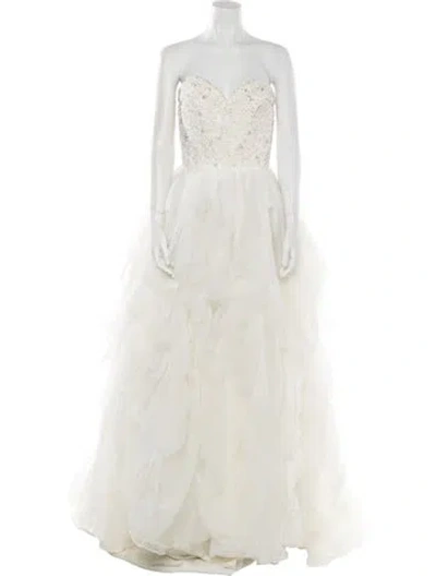 Pre-owned Morilee By Madeline Gardner Strapless Long Dress In White
