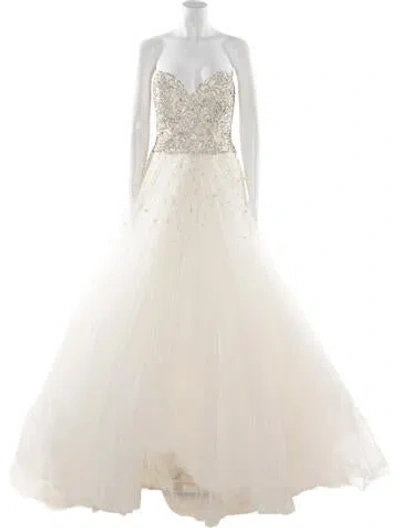 Pre-owned Morilee By Madeline Gardner Strapless Long Dress In White