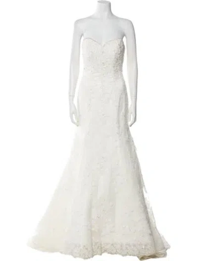 Pre-owned Morilee By Madeline Gardner Strapless Long Dress In White