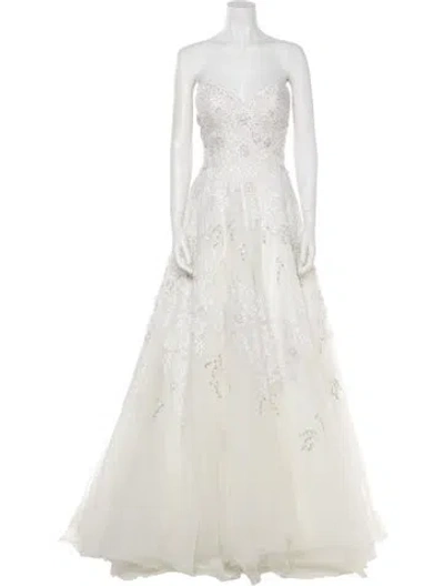 Pre-owned Morilee By Madeline Gardner Strapless Long Dress In White