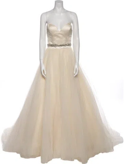 Pre-owned Morilee By Madeline Gardner Strapless Midi Length Dress In Neutral