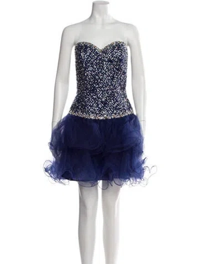 Pre-owned Morilee By Madeline Gardner Strapless Mini Dress In Blue