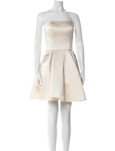 Pre-owned Morilee By Madeline Gardner Strapless Mini Dress In Neutral