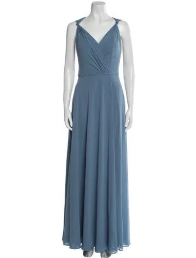 Pre-owned Morilee By Madeline Gardner V-neck Long Dress In Blue